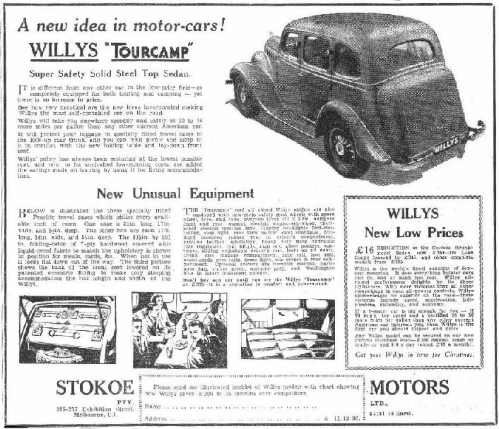 1936 Willys Auto Advertising